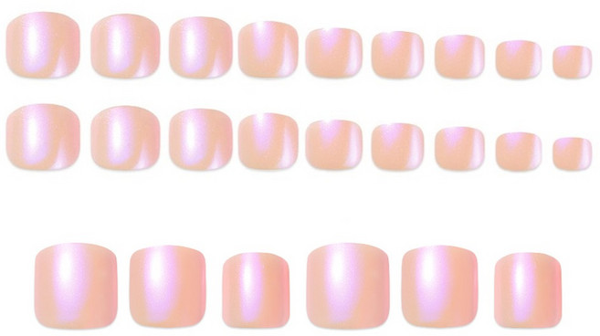 DASHING DIVA Magic Press 腳趾美甲貼片 24片組, 玫瑰粉鏡面, 1組