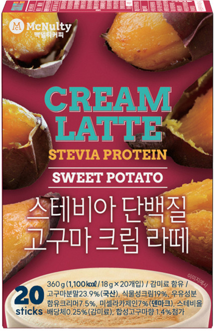 맥널티커피 스테비아 단백질 고구마 크림 라떼, 1개, 20개입, 18g