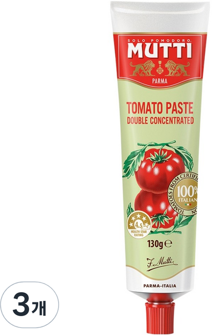 무티 토마토 페이스트 더블 콘센트레이티드, 3개, 130g
