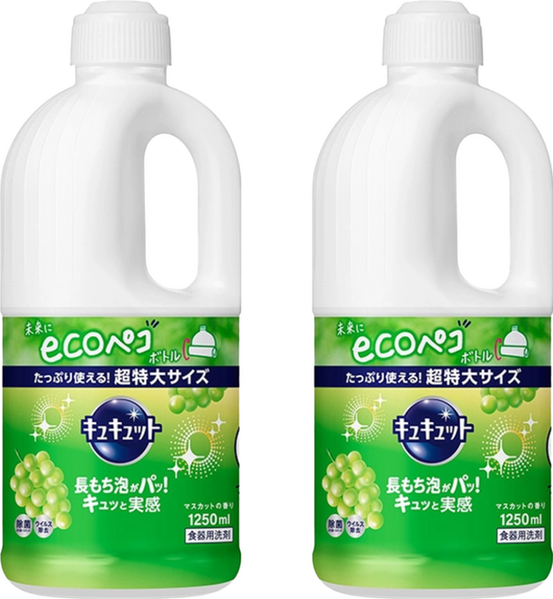 Kao 花王 Cucute 珂珂透 餐具洗碗精補充瓶 麝香葡萄, 1.25L, 2瓶