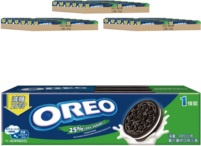 OREO 奧利奧 夾心餅乾 減甜香草, 105g, 36盒