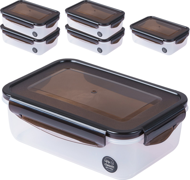 나누담 클래식 음식보관 밀폐용기, 6개, 1.1L