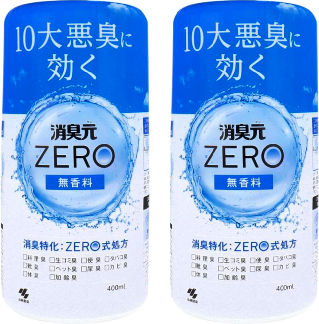 KOBAYASHI 小林製藥 消臭元 無香料消臭劑 ZERO式處方 400mL, 2個