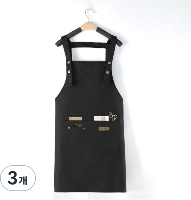 스토리빙 바리스타 H형 방수 앞치마, 블랙, 3개
