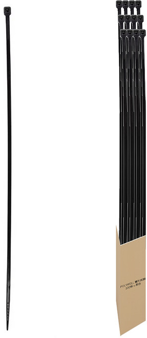 POLYWELL 寶利威爾 自瑣式束線帶 PW15-T65-0076, 黑色, 100條