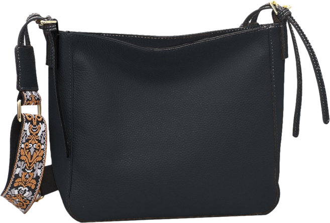 真皮頭層牛皮印花寬肩帶肩背包女包 LB944 500g, 黑色