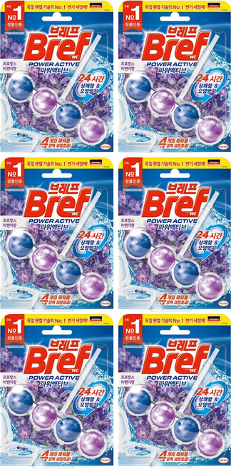 브레프 파워액티브 프로방스 변기세정제 라벤더향, 100g, 3개