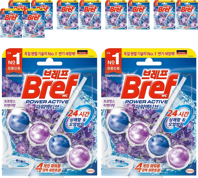 브레프 파워액티브 프로방스 변기세정제 라벤더향, 100g, 6개