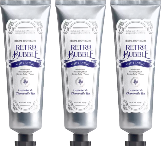 RETRO BUBBLE 淨化亮白草本精品無氟牙膏, 100g, 3條
