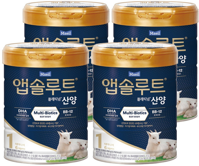 앱솔루트 플래티넘 산양분유 1단계, 750g, 4개