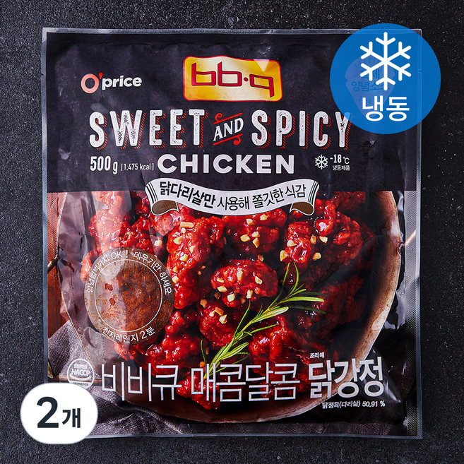 비비큐 매콤달콤 닭강정 (냉동), 500g, 2개