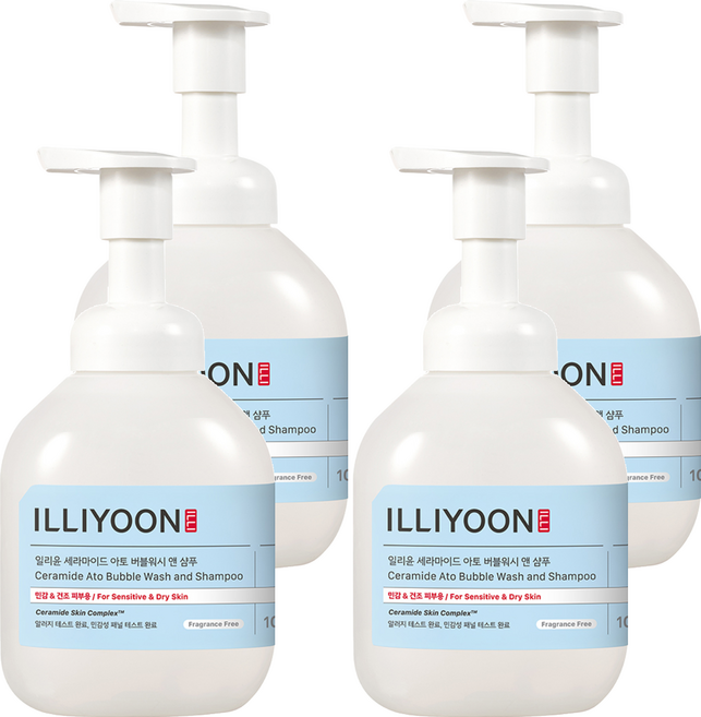 일리윤 세라마이드 아토 버블워시 앤 샴푸 바디워시 무향, 400ml, 4개