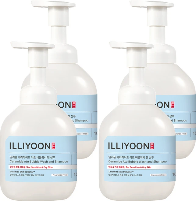 일리윤 세라마이드 아토 버블워시 앤 샴푸 바디워시 무향, 400ml, 4개 - 쿠팡