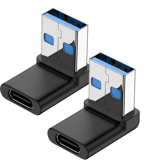 UniSync USB3.0公轉Type-C母 10Gbp高速轉接器OTG讀卡機 立體彎, 黑色, 2個