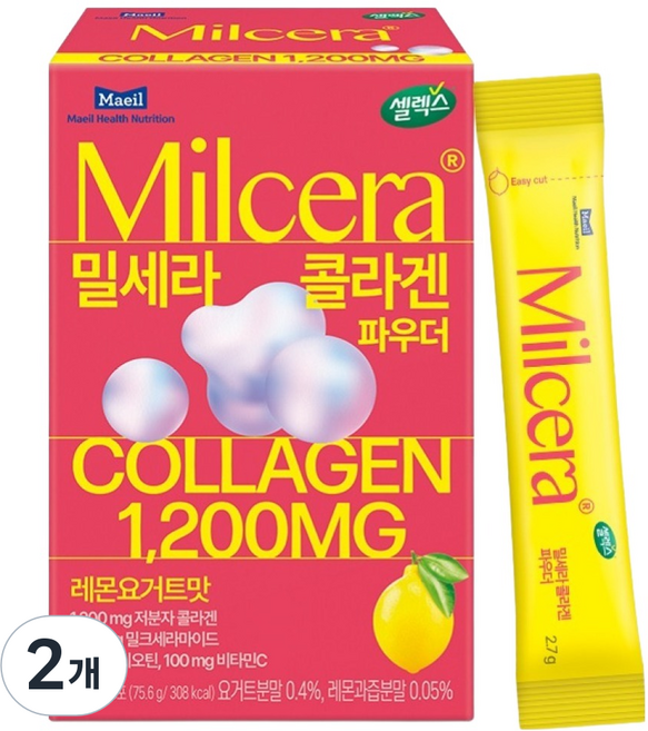 Selex Milcera 檸檬優格口味 膠原蛋白粉 28入, 2個, 75.6g