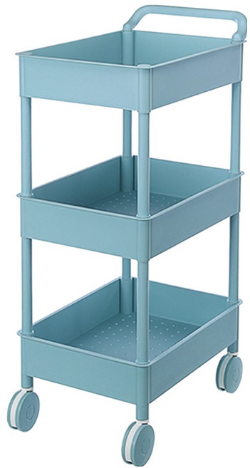 KEYWAY 聯府 大車輪推車三層架 + 把手, 藍色, 3層, 1個