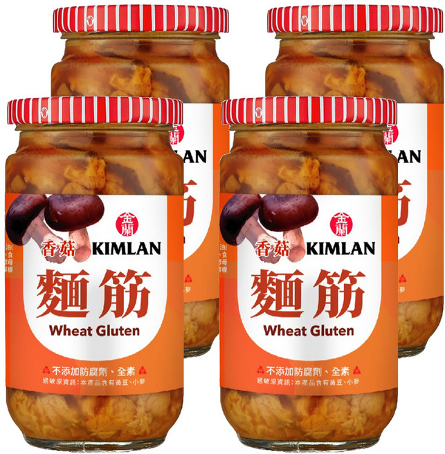 KIMLAN 金蘭 香菇麵筋, 396g, 4罐