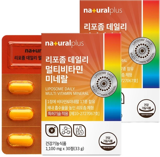 내츄럴플러스 리포좀 데일리 멀티비타민 미네랄 33g, 30정, 2개 - 쿠팡