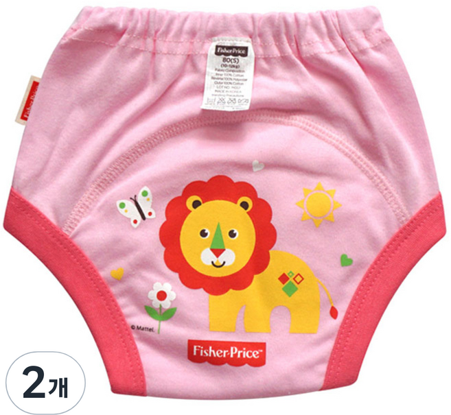 피셔프라이스 3중 방수 배변훈련팬티, 핑크, 2개