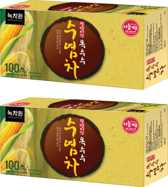 NOKCHAWON 綠茶園 玉米鬚茶, 1.5g, 100包, 2盒