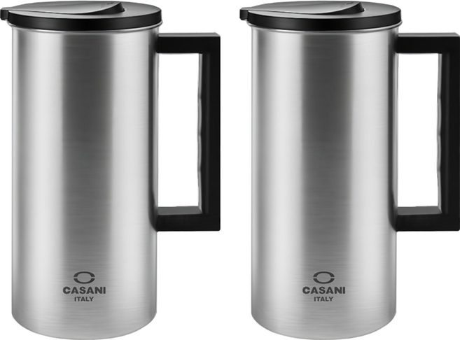 CASANI 不鏽鋼水壺, 銀色, 1.6L, 2個