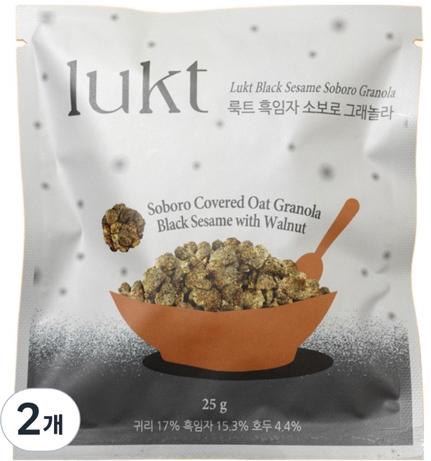 룩트 흑임자 소보로 그래놀라, 25g, 2개