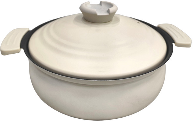 PEARL LIFE 珍珠金屬 輕量土鍋風IH壽喜燒鍋 HC-0460 27 x 21.5 x 12cm 鍋身5.4cm 白色 632g 2.1L, 20cm, 1個