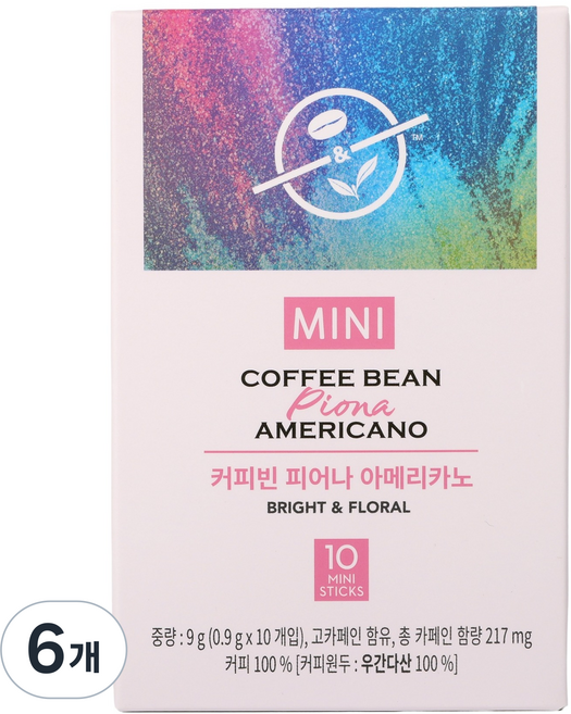 커피빈 피어나 아메리카노 원두커피스틱, 6개, 10개입, 900mg