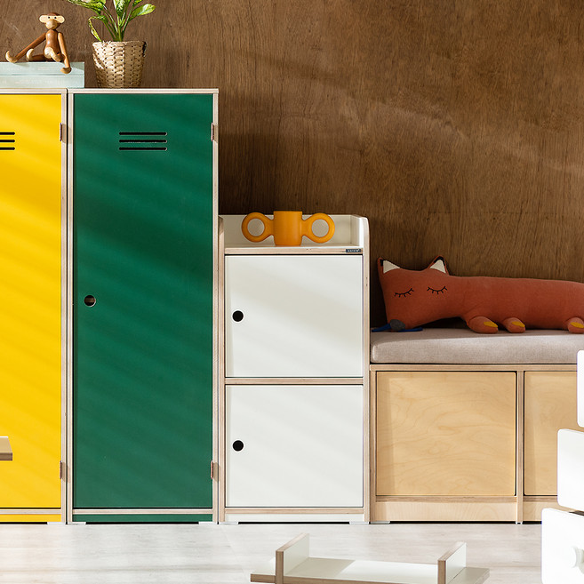 소르니아 아동용 우디 자작나무 수납장 2단 방문설치, 아이보리