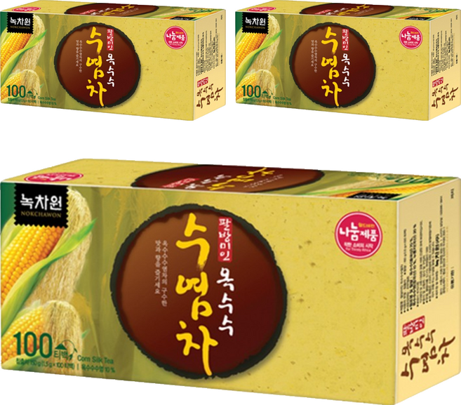 NOKCHAWON 綠茶園 玉米鬚茶, 1.5g, 100包, 3盒