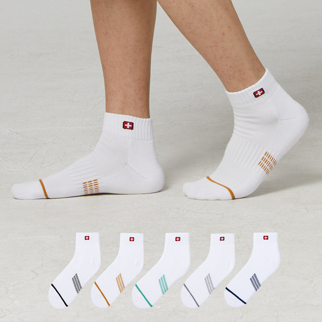 스위스밀리터리 남성용 프리미엄 스포츠 단목 양말 5켤레, 혼합색상, 1세트