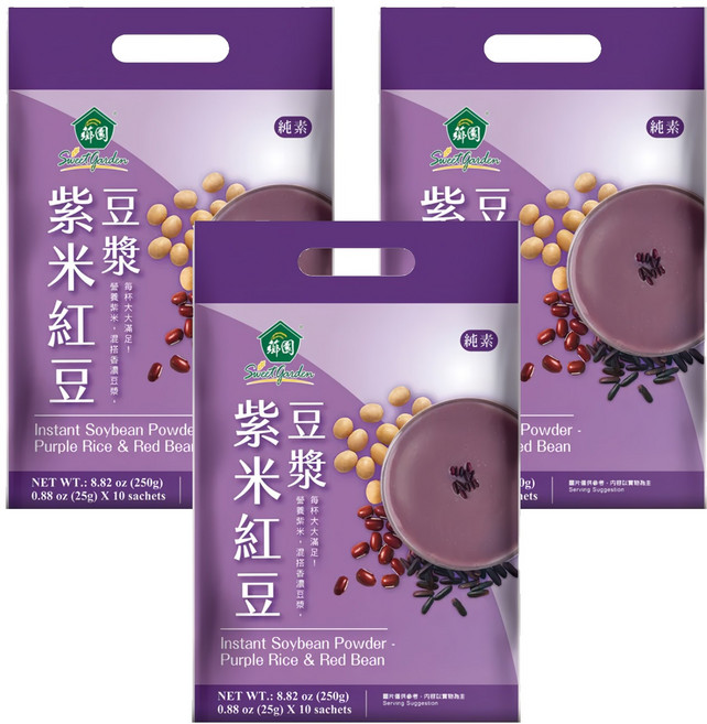 薌園 紫米紅豆豆漿粉, 25g, 10包, 3袋