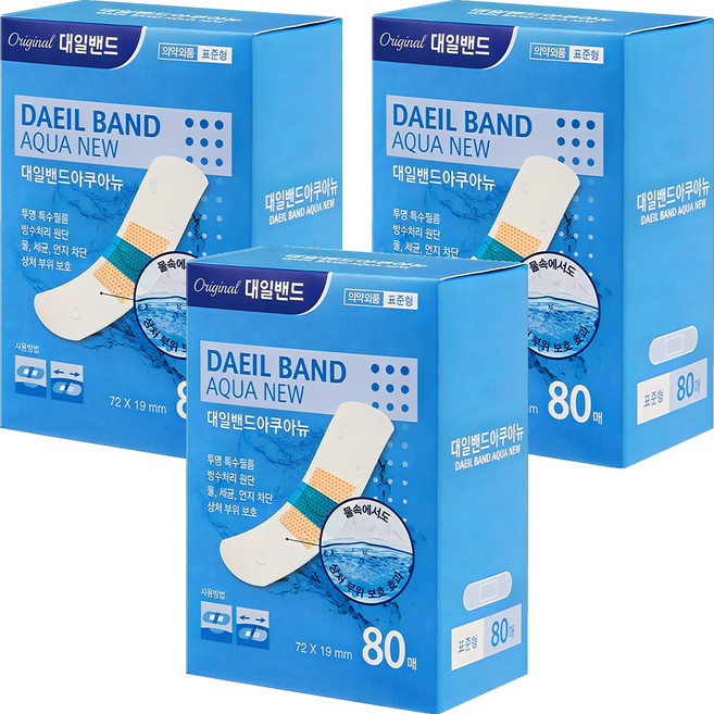 대일밴드 아쿠아뉴 방수형 밴드, 80개입, 3개