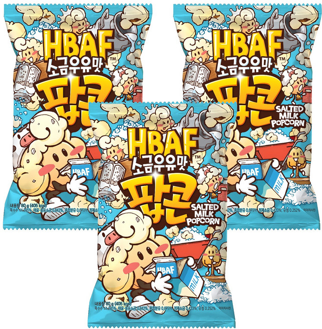 바프 소금우유맛 팝콘, 80g, 3개