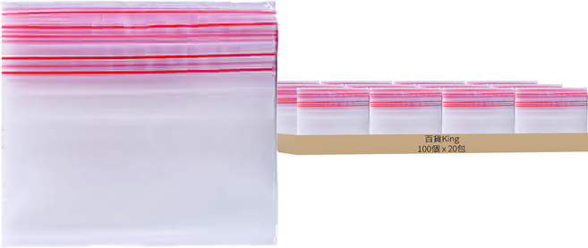 百貨King 00號透明密封夾鏈袋, 100個裝, 20包