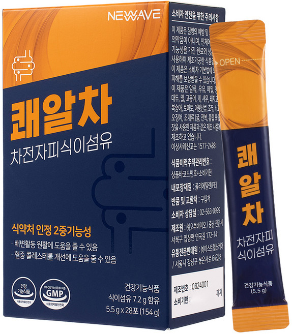 NEWAVE 쾌변엔 쾌알차 차전자피 식이섬유, 154g, 1개