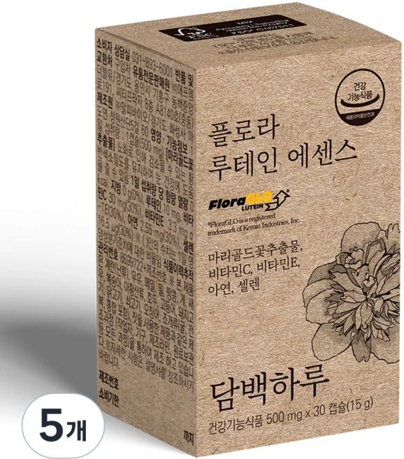 담백하루 플로라 루테인 에센스 15g, 30정, 5개 - 쿠팡