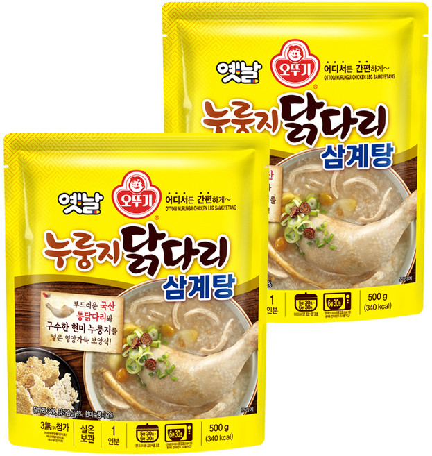 오뚜기 옛날 누룽지 닭다리 삼계탕, 2개, 500g
