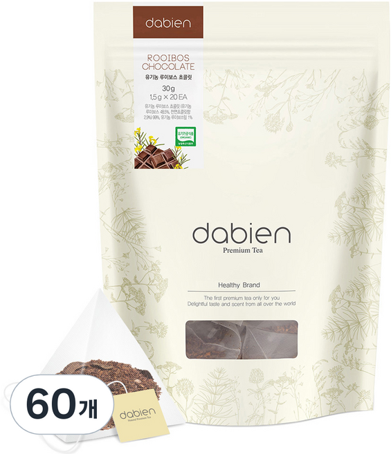 다비앙 유기농 루이보스 초콜릿 티백, 1.5g, 20개입, 3개