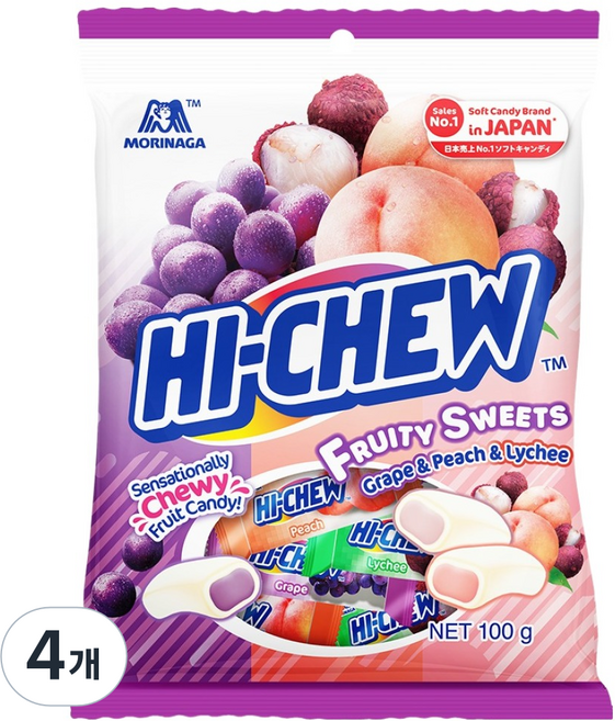 MORINAGA 森永 嗨啾 水果甜心, 100g, 4個