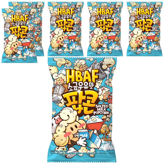 바프 소금우유맛 팝콘, 80g, 6개