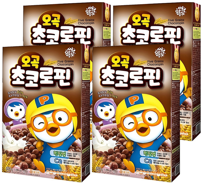 씨알로 뽀로로 오곡 초코로핀 시리얼, 520g, 4개