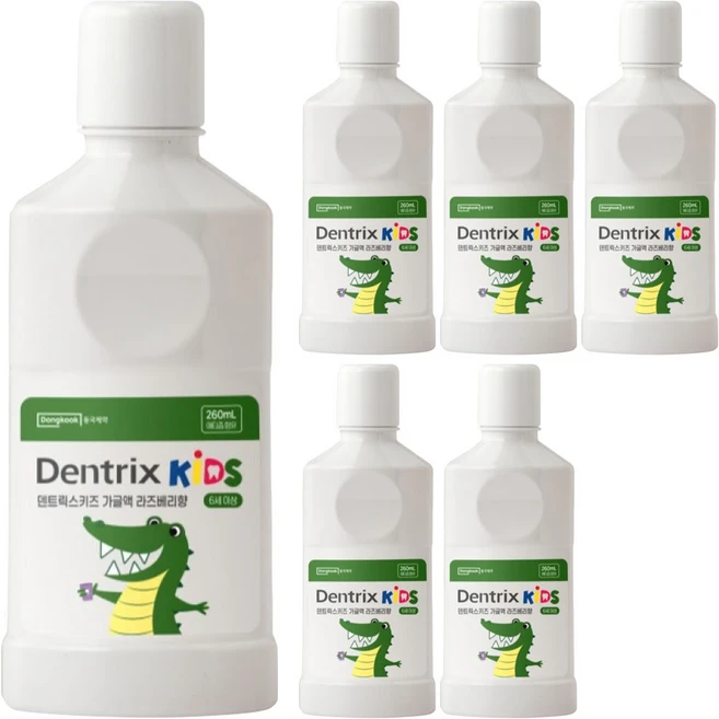 덴트릭스 키즈 동국제약 바른치아 어린이 가글, 260ml, 6개 - 쿠팡