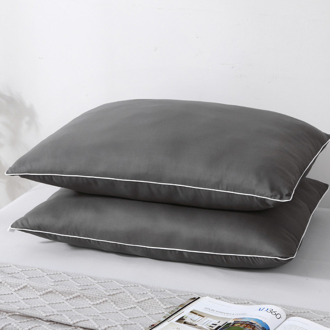 코멧 홈 통째로 빨아쓰는 베이직 엣지 베개 2p, 차콜그레이, 2개