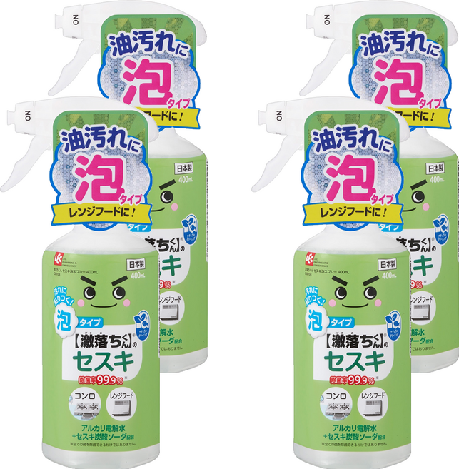 LEC 激落君 倍半碳酸鈉 電解水泡沫噴霧 清潔劑, 400ml, 4瓶