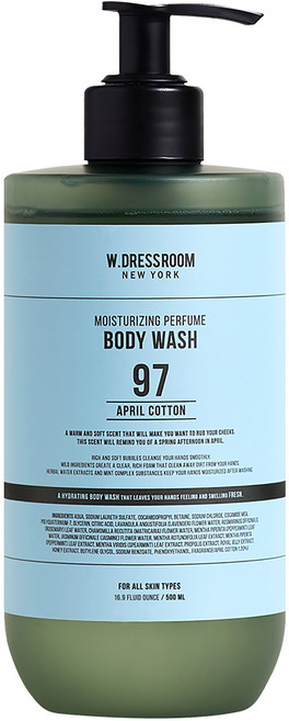 W.DRESSROOM 保濕香氛沐浴乳 No.97 四月棉 清爽 pH弱酸性 半透明凝膠質地, 500ml, 1瓶