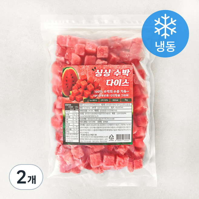 지엔씨푸드 싱싱 수박다이스 (냉동), 2개, 1kg