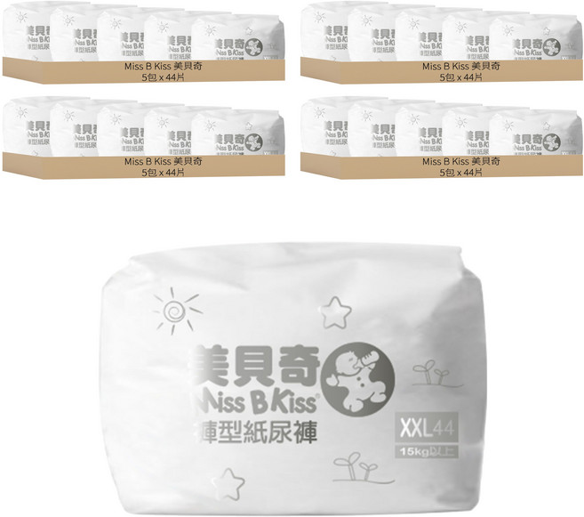 Miss B Kiss 美貝奇 褲型紙尿褲 15kg以上, XXL, 880片