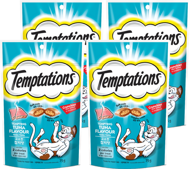 템테이션 고양이 스낵, 고소한 참치맛, 75g, 4개