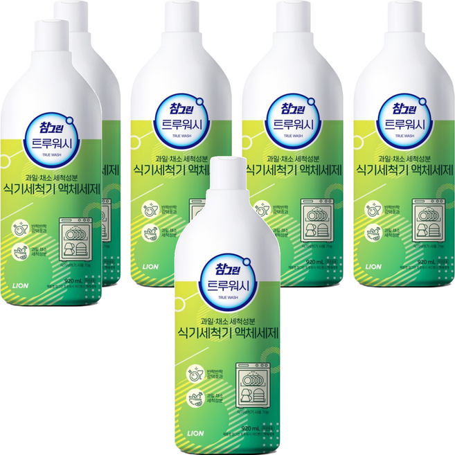 LION 獅王 Chamgreen 洗碗機專用洗潔精, 920ml, 6瓶